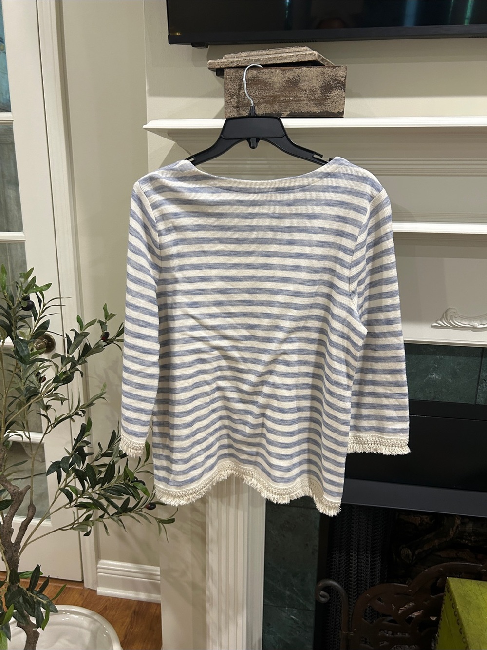 J. Jill Striped Knit Scoop Neck Top - Blue & White - Picture 3 of 3